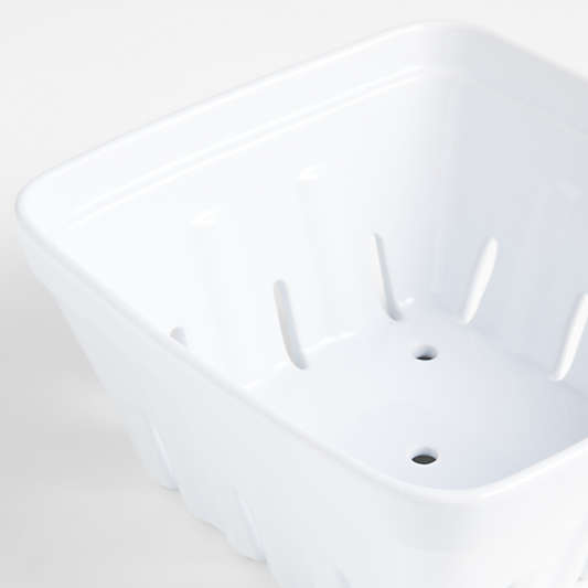 Extra-Large White Stoneware Berry Box Colander