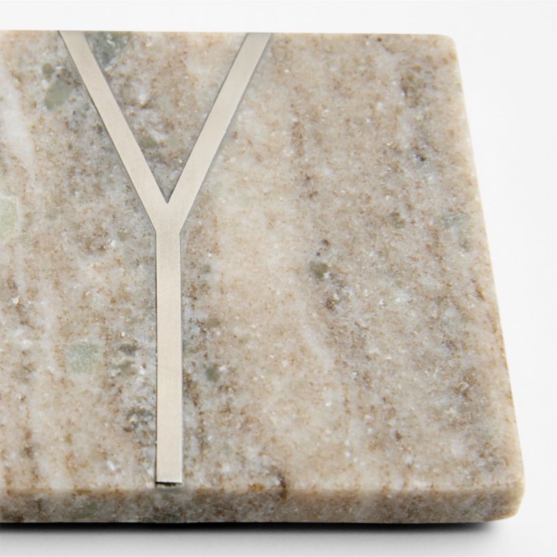 Tuscan Kitchen Marble "Y" Monogram Coasters, Set of 4 - image 2 of 4