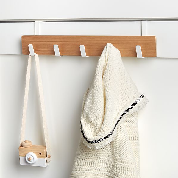 Natural Cylindrical Wooden Wall Mounted Door Hooks Hanger Rack Clothes Coat Hat 