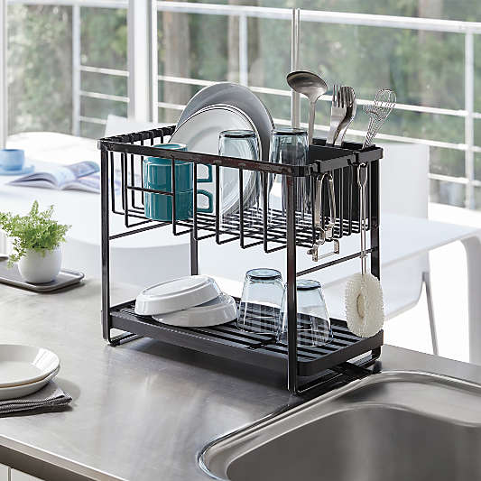 Yamazaki Black 2-Level Dish Drainer Rack