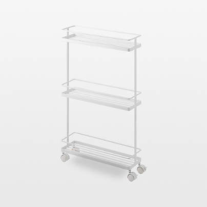 Yamazaki White Steel Rolling Kitchen Storage Cart