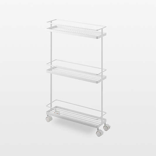 Yamazaki White Steel Rolling Kitchen Storage Cart
