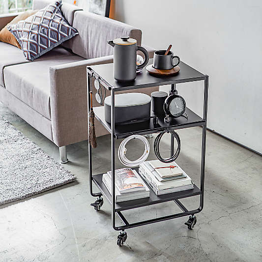 Yamazaki Black Steel Rolling Utility Cart