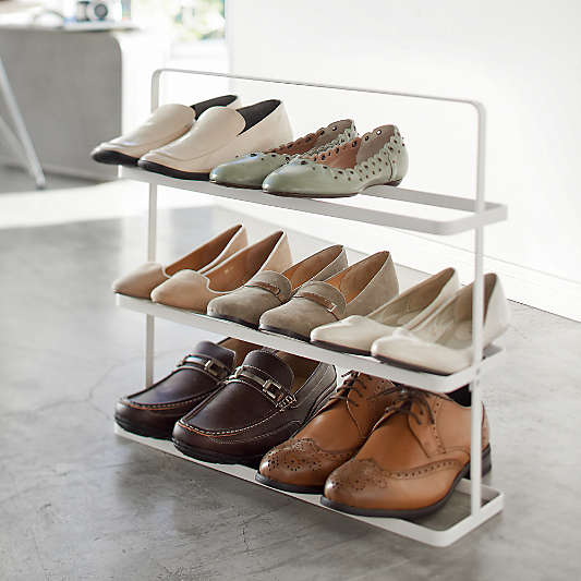 Yamazaki White Steel Wide Shoe Rack 18"