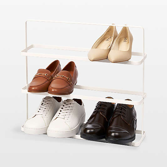 Yamazaki White Steel Wide Shoe Rack 18"