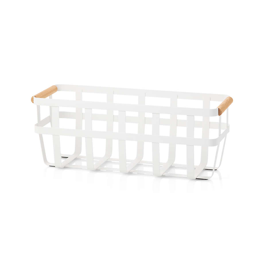 Yamazaki Tosca Slim White Storage Basket Reviews Crate Barrel