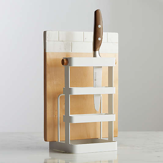 Yamazaki Tosca White Knife and Cutting Board Stand