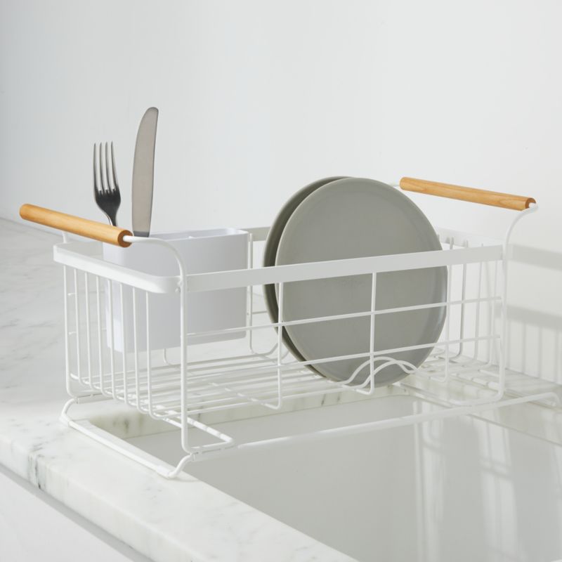 Yamazaki Tosca White Over The Sink Dish Drainer Rack Reviews Crate Barrel