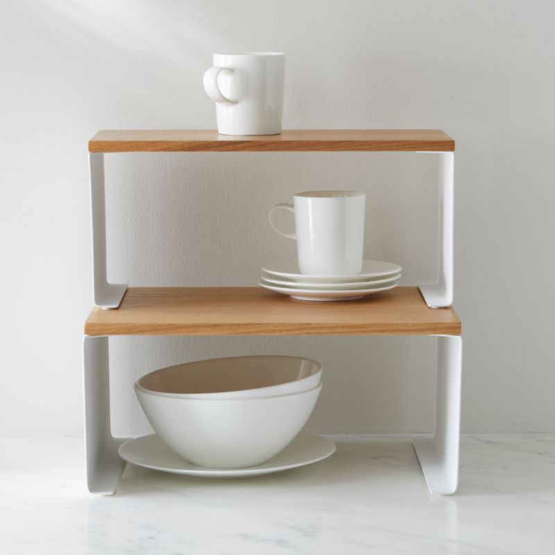 Yamazaki Tosca Small White Wood-Top Stackable Kitchen Rack - image 1 of 5