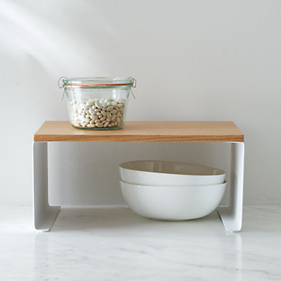 View Yamazaki Tosca Large White Wood-Top Stackable Kitchen Rack details