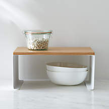 Yamazaki Tosca Large White Wood-Top Stackable Kitchen Rack +