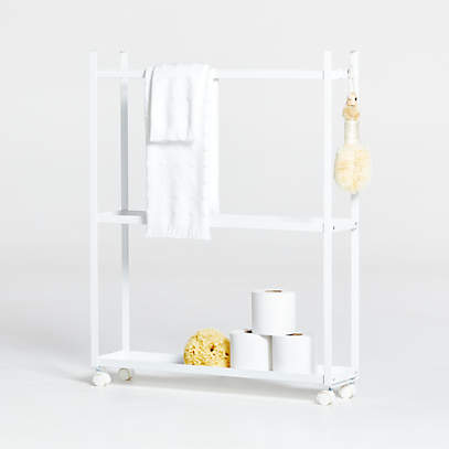 Yamazaki Tower Rolling Slim Bathroom Cart - White