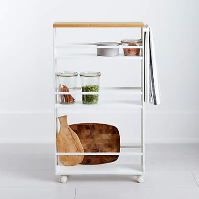 Yamazaki White Rolling Bathroom Cart + Reviews | Crate & Barrel