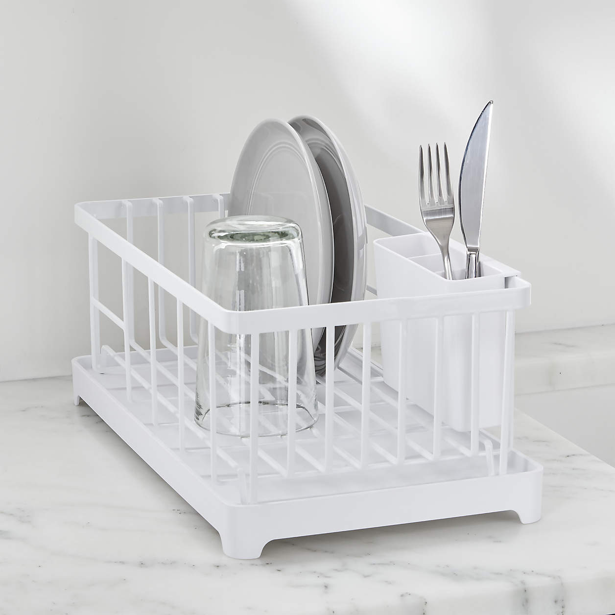 Yamazaki Tower White Wire Dish Drainer Rack + Reviews Crate & Barrel
