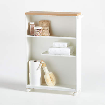 Yamazaki White Rolling Bathroom Cart