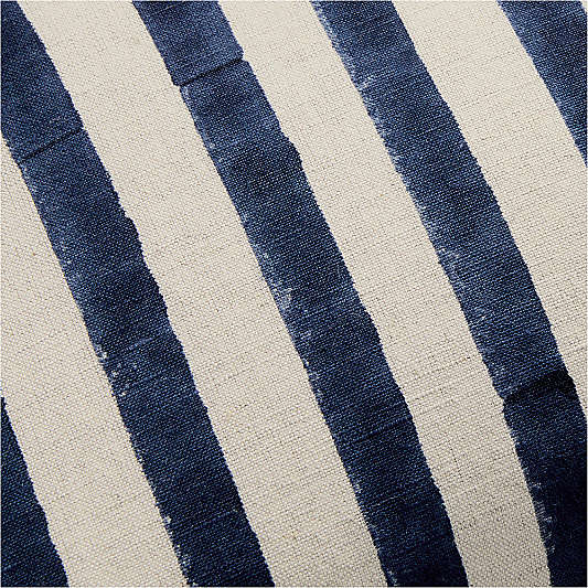 Yarra Stripe Fringe 24"x16" Deep Indigo Throw Pillow
