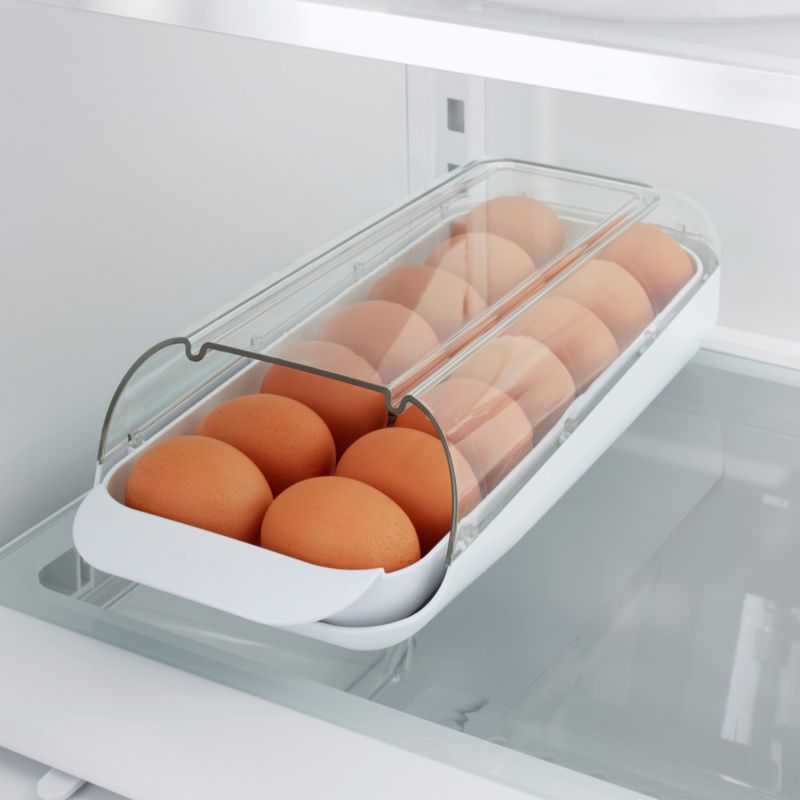YouCopia FridgeView Rolling Egg Holder - BPA-Free Egg Organizer With Removable Tray