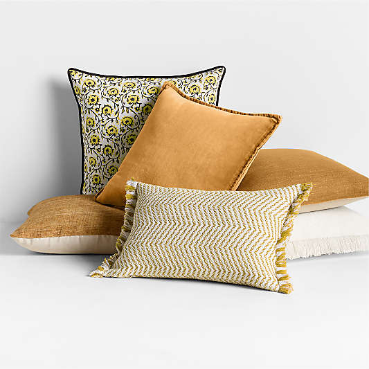 Yellow Floral Throw Pillow Arrangement