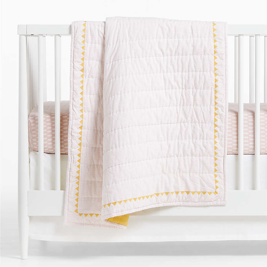 Mohin Pink Striped Baby Crib Quilt with Fringe by John Robshaw + Reviews Crate & Kids