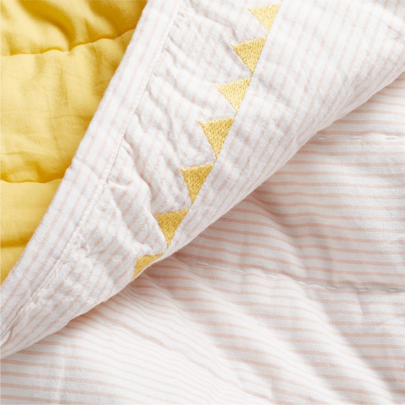 Mohin Pink Striped Baby Crib Quilt with Fringe by John Robshaw