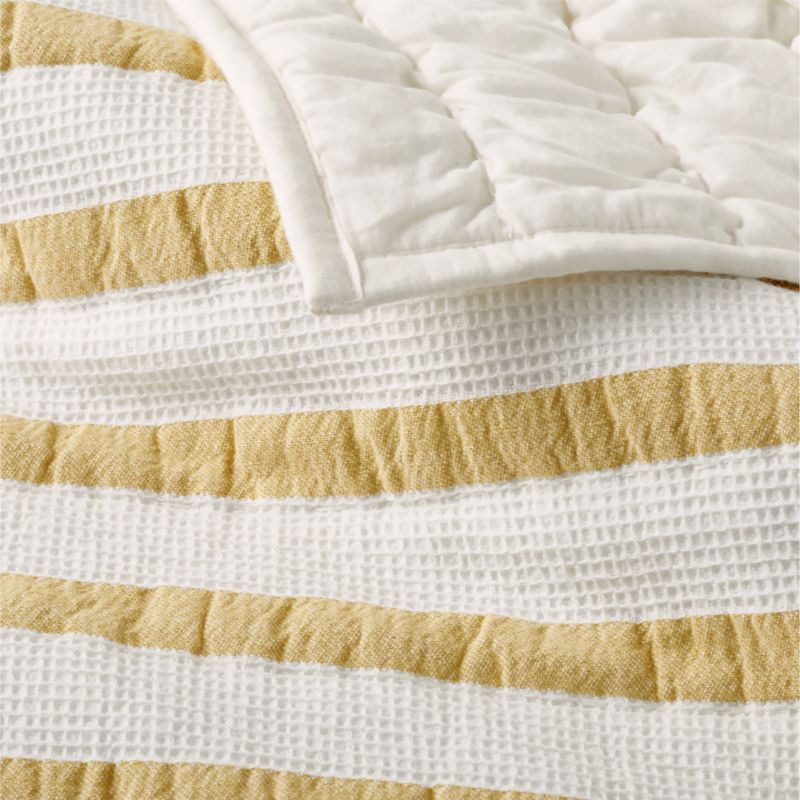 Yellow Striped Waffle Weave Organic Cotton Kids Bedding Bundle Set - image 4 of 13