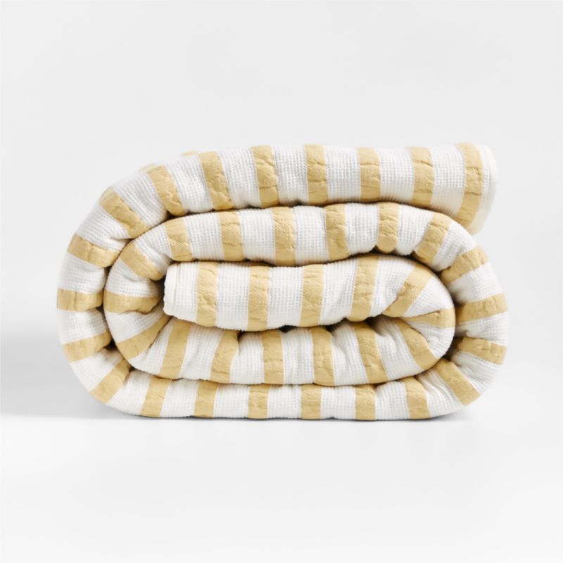 Yellow Striped Waffle Weave Organic Cotton Kids Bedding Bundle Set - image 1 of 13