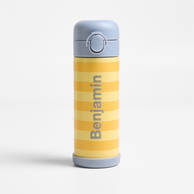 Viewing product image Yellow Striped Insulated Stainless Steel Kids Water Bottle with Straw and Leak-Proof Lid - image 1 of 9