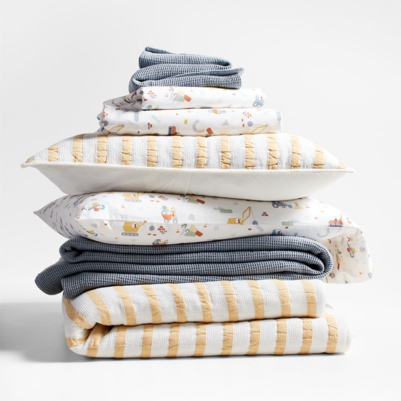 Yellow Striped Waffle Weave Organic Cotton Kids Bedding Bundle Set - image 0 of 13