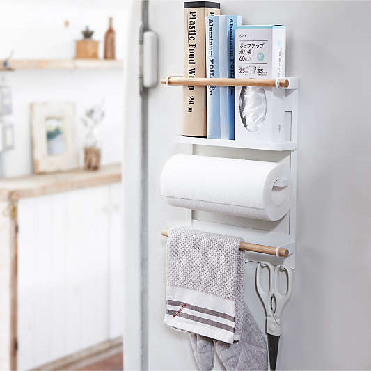 Yamazaki Tosca White Magnetic Kitchen Organization Rack
