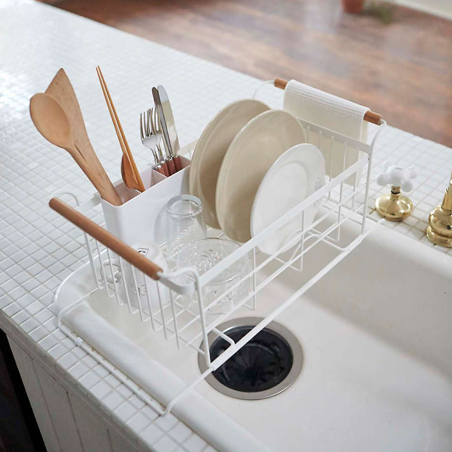 Crate Barrel Yamazaki Tosca White Over The Sink Dish Drainer Rack