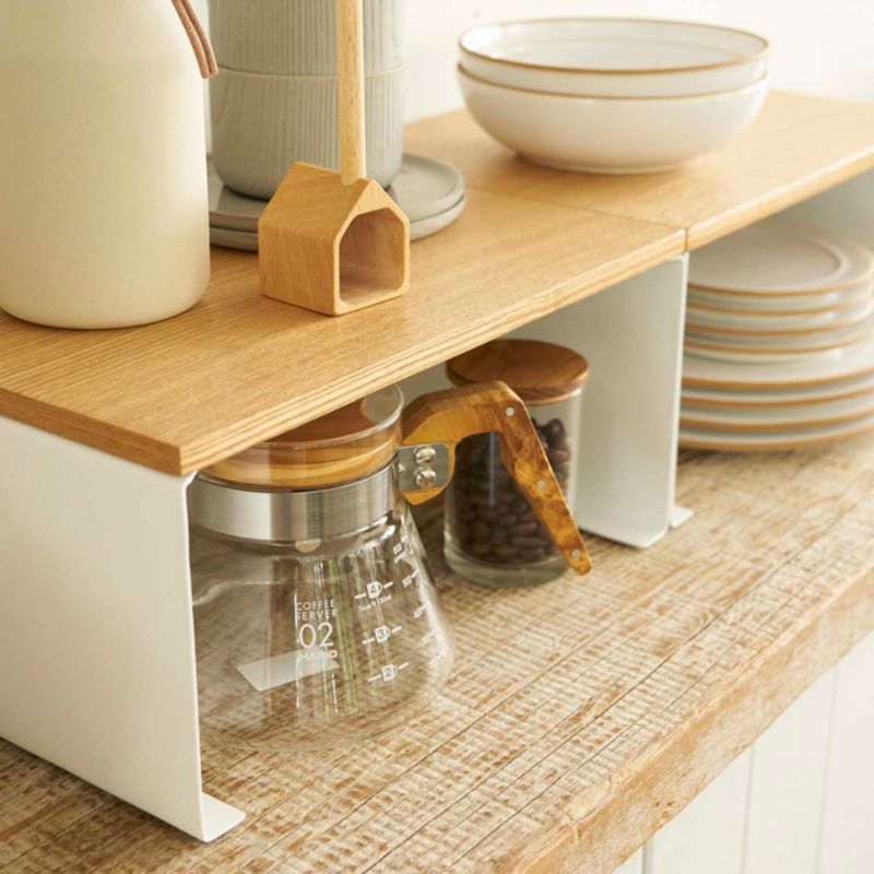 Yamazaki Tosca Large White Wood-Top Stackable Kitchen Rack - image 2 of 6