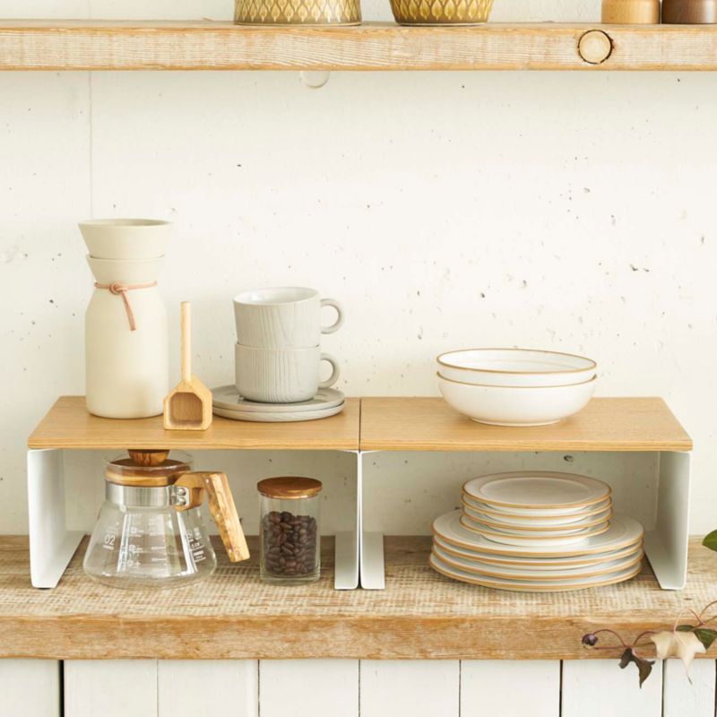 Yamazaki Tosca Large White Wood-Top Stackable Kitchen Rack - image 3 of 6