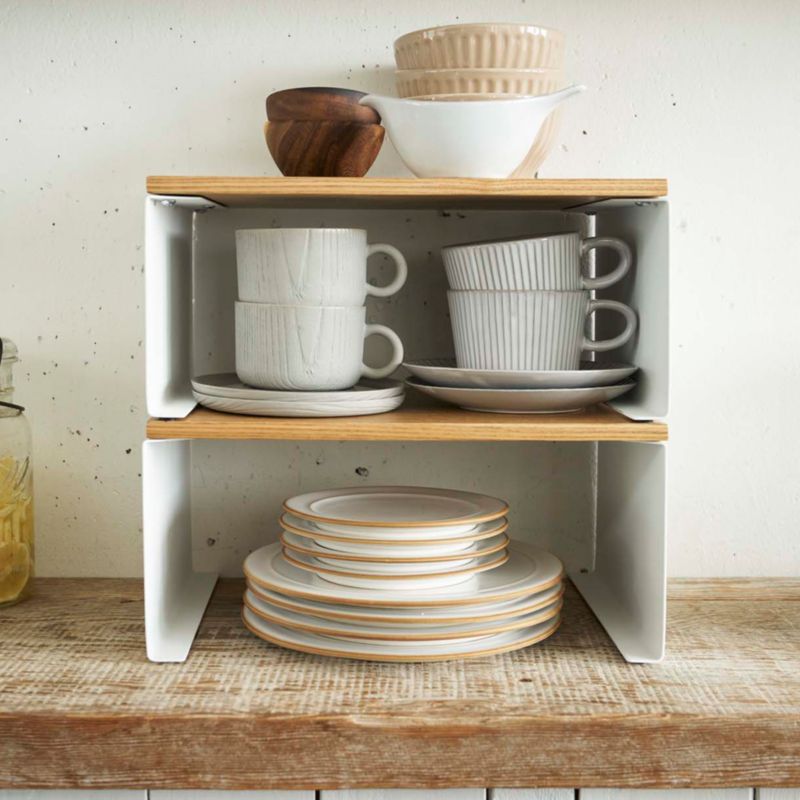 Yamazaki Tosca Large White Wood-Top Stackable Kitchen Rack - image 4 of 6