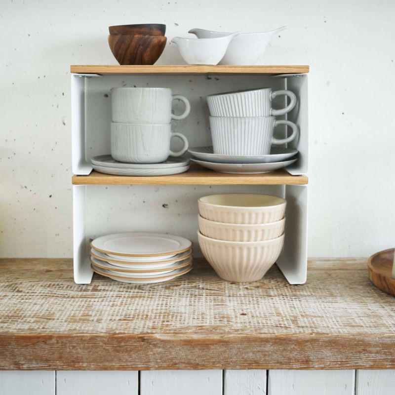 Yamazaki Tosca Small White Wood-Top Stackable Kitchen Rack - image 2 of 5