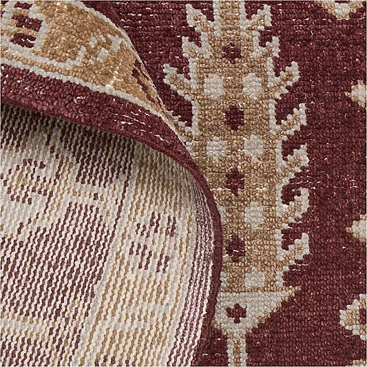 York Wool Traditional Handknotted Burgundy Rug Swatch 12"x18"