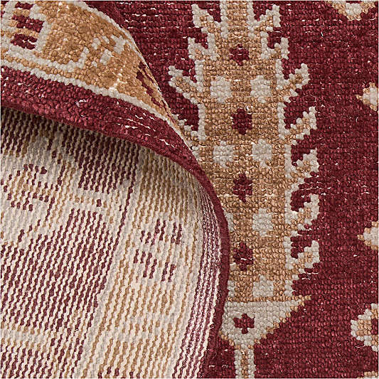 York Wool Traditional Handknotted Burgundy Rug Swatch 12"x18"