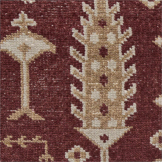 York Wool Traditional Handknotted Burgundy Rug Swatch 12"x18"