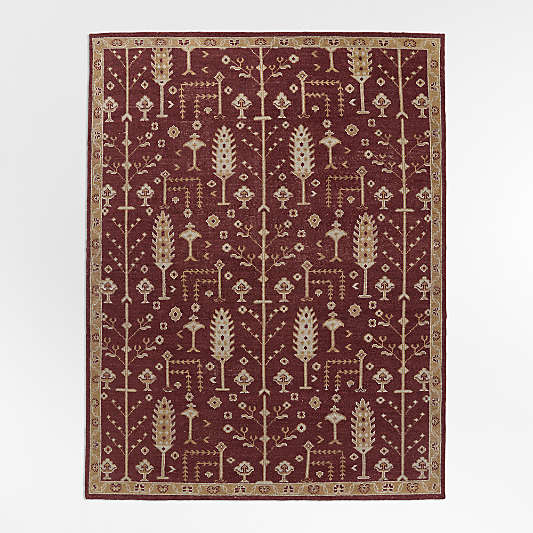 York Wool Traditional Handknotted Burgundy