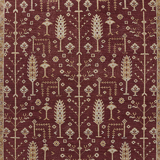 York Wool Traditional Handknotted Burgundy