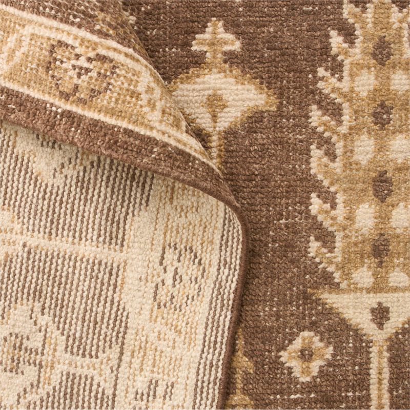 York Wool Traditional Handknotted Brown Area Rug 6'x9' - image 2 of 5
