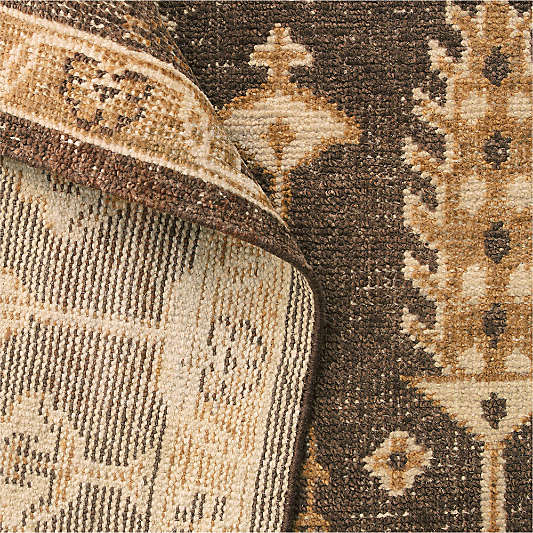 York Wool Traditional Handknotted Brown Rug Swatch 12"x18"