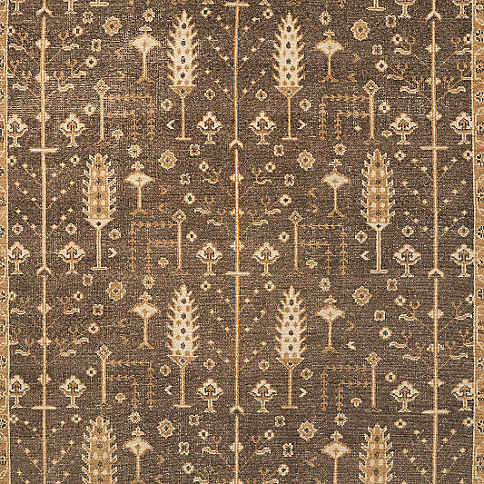 York Wool Traditional Handknotted Brown Rug