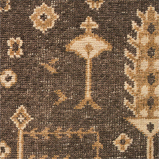 York Wool Traditional Handknotted Brown Rug Swatch 12"x18"