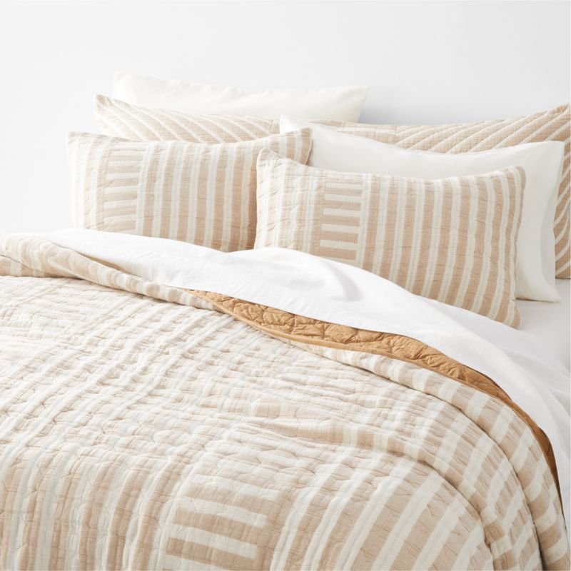 Yucatan Terracotta Stripe King Quilt + Reviews Crate & Barrel