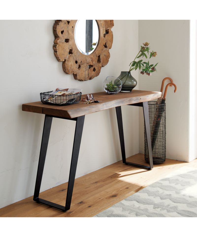 Yukon 57" Rectangular Warm Acacia Live Edge Solid Wood and Metal Console Table - image 3 of 19