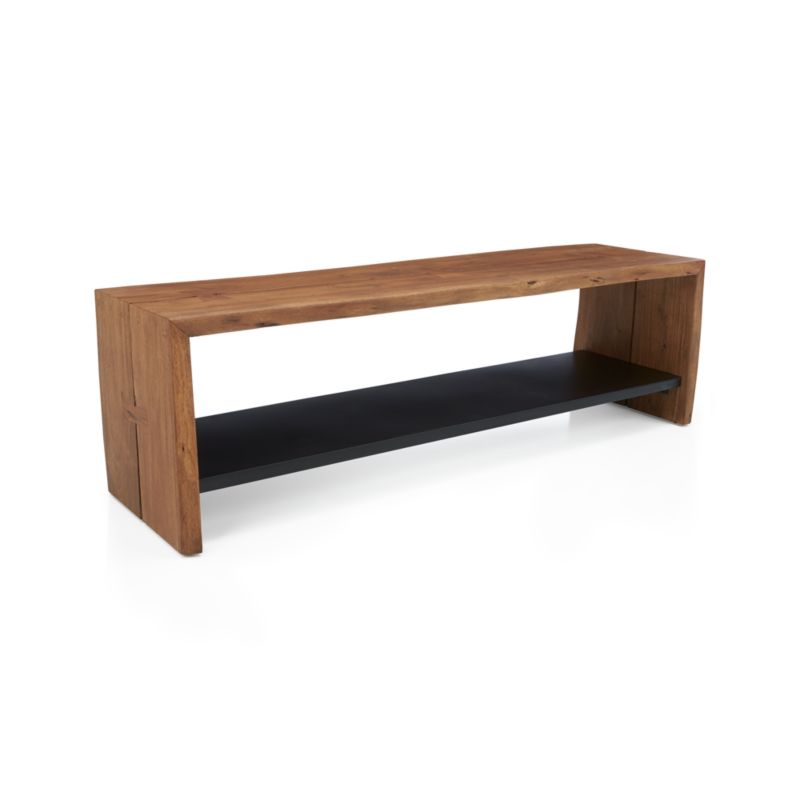 Yukon Warm Acacia Live Edge Solid Wood Storage Entryway Bench with Shelf - image 7 of 18