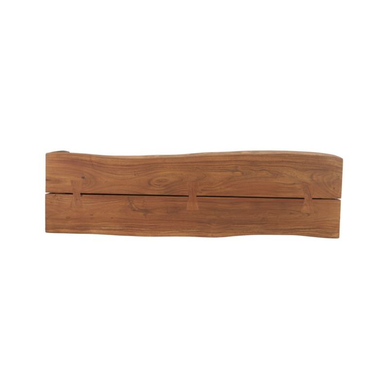 Yukon Warm Acacia Live Edge Solid Wood Storage Entryway Bench with Shelf - image 10 of 18