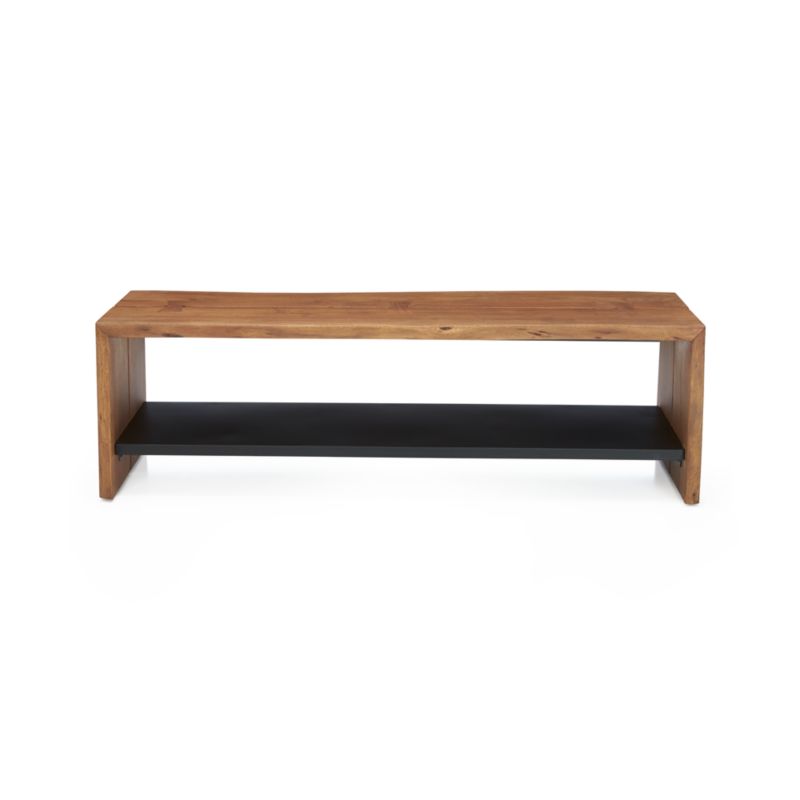 Yukon Warm Acacia Live Edge Solid Wood Storage Entryway Bench with Shelf - image 8 of 18