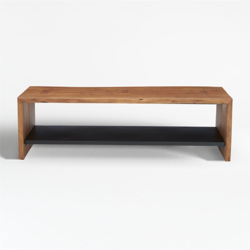 Yukon Warm Acacia Live Edge Solid Wood Storage Entryway Bench with Shelf - image 2 of 18