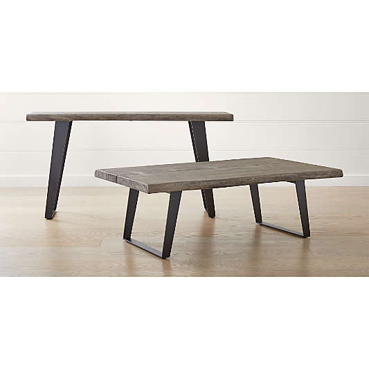 Yukon Weathered Grey Live Edge Solid Wood 54" Rectangular Coffee Table